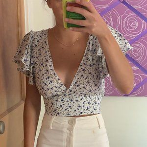 Forever 21 Floral Tie Top